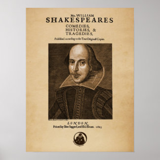 Front Piece to Shakespeare's First Folio Poster