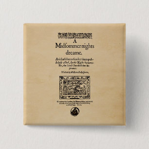 Front Piece to the A Midsummer Nights Dream Quarto 15 Cm Square Badge
