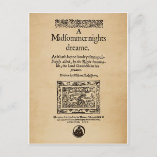Front Piece to the A Midsummer Nights Dream Quarto Postcard