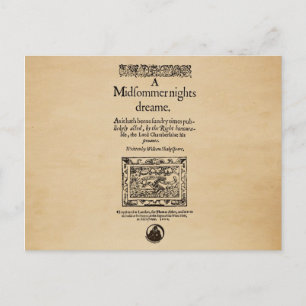 Front Piece to the A Midsummer Nights Dream Quarto Postcard
