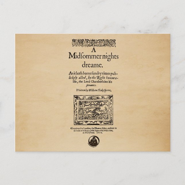 Front Piece to the A Midsummer Nights Dream Quarto Postcard (Front)