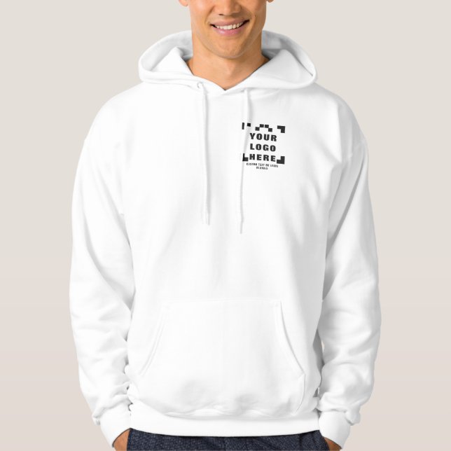 Front pocket +optional Back, Business logo White Hoodie (Front)