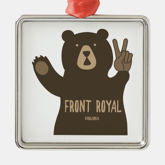 Front Royal Virginia Peace Bear Metal Tree Decoration (Front)