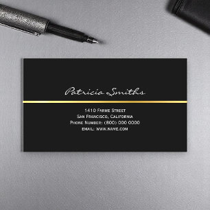 Front Side Only Gold Stripe Signature Black Business Card