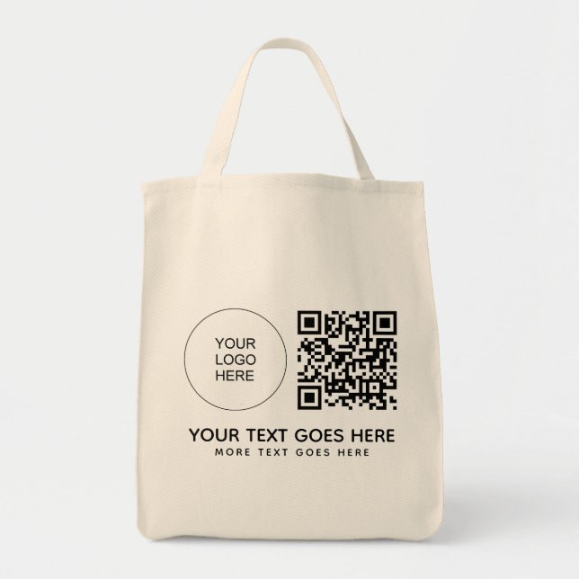 Front Side Print Company Logo QR Code Grocery Tote Bag (Front)