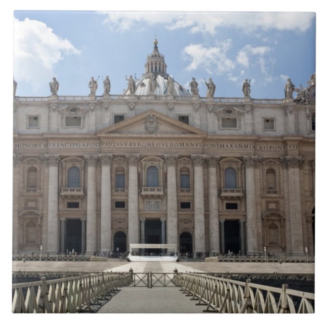 Front view of St. Peter's Basilica, Vatican. Tile (Front)
