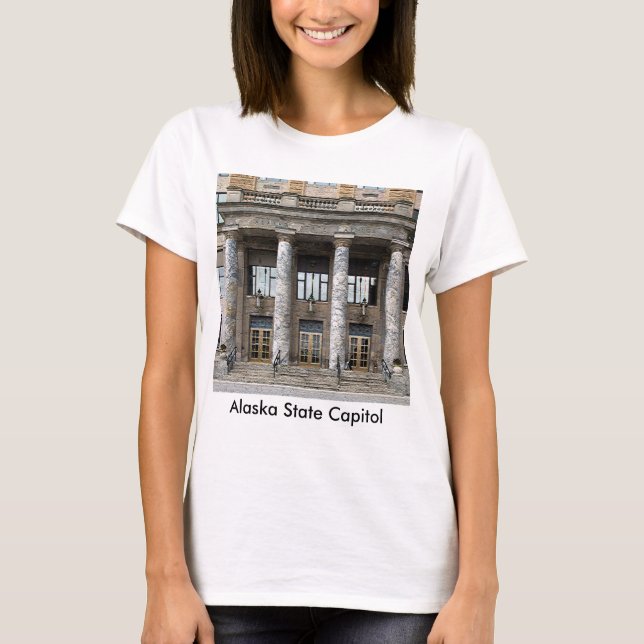 Front View of the Alaska State Capitol in Juneau T-Shirt (Front)