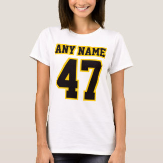 Front WHITE BLACK GOLD Womens Basic Cotton Tee