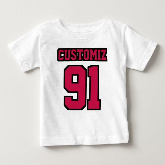 Front WHITE CRIMSON BLACK Romper Football Jersey Baby T-Shirt (Front)
