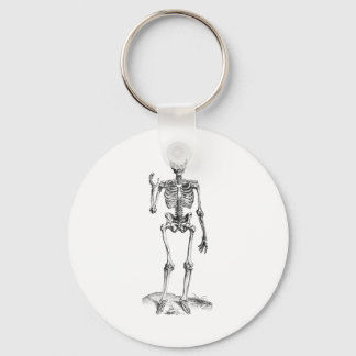 Frontal vintage drawing of a waving skeleton key ring