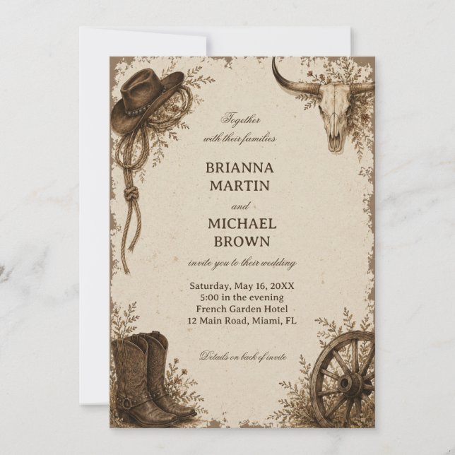 Frontier Prairie Rustic Western Invitation (Front)