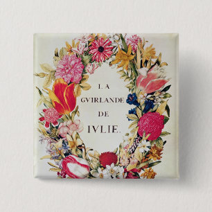 Frontispiece of 'La Guirlande de Julie', c.1642 15 Cm Square Badge