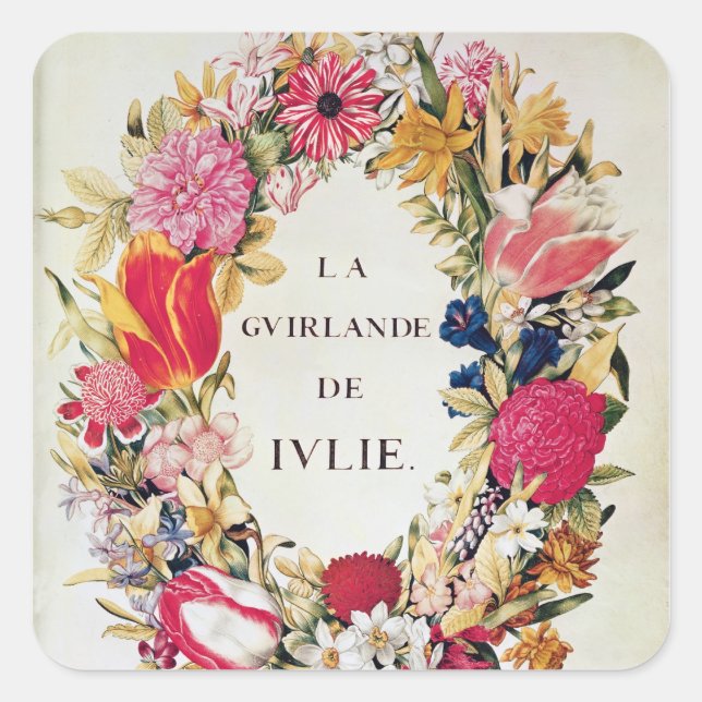 Frontispiece of 'La Guirlande de Julie', c.1642 Square Sticker (Front)