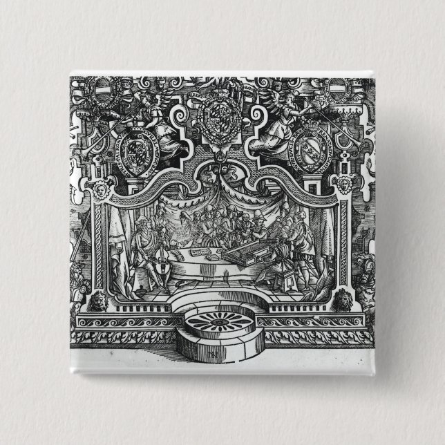 Frontispiece of 'Messes' by Roland de Lassus 15 Cm Square Badge (Front)
