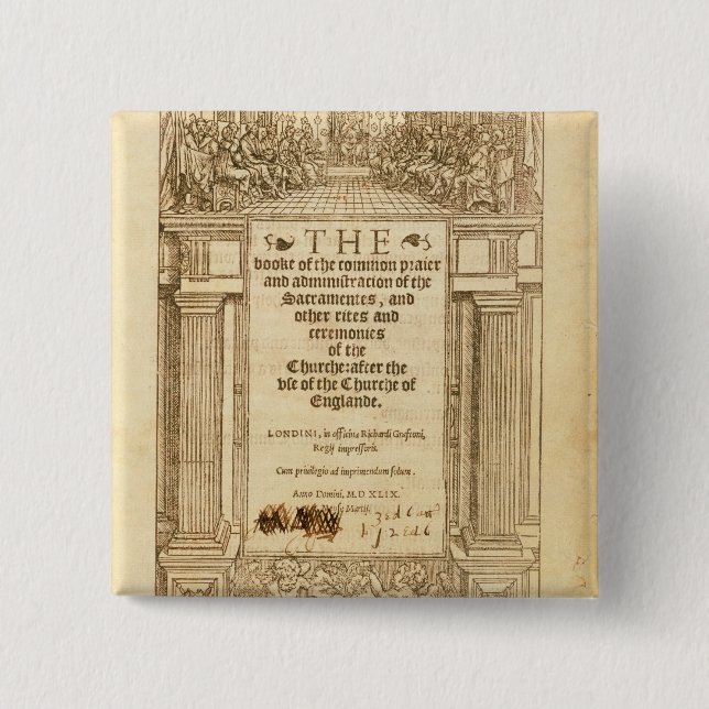 Frontispiece of 'The Book of Common Prayer' 15 Cm Square Badge (Front)
