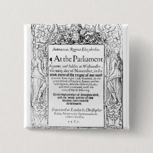 Frontispiece to an account of parliament 15 cm square badge