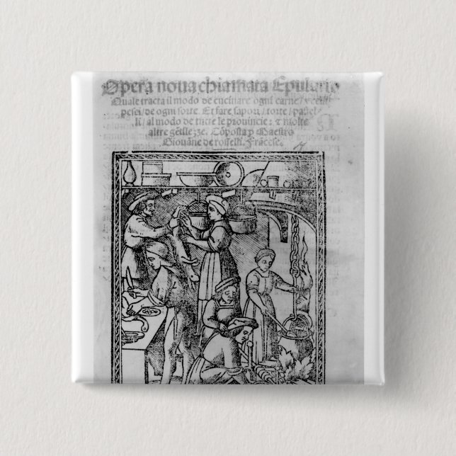 Frontispiece to an Italian cook book 15 Cm Square Badge (Front)