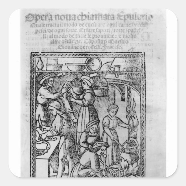 Frontispiece to an Italian cook book Square Sticker (Front)