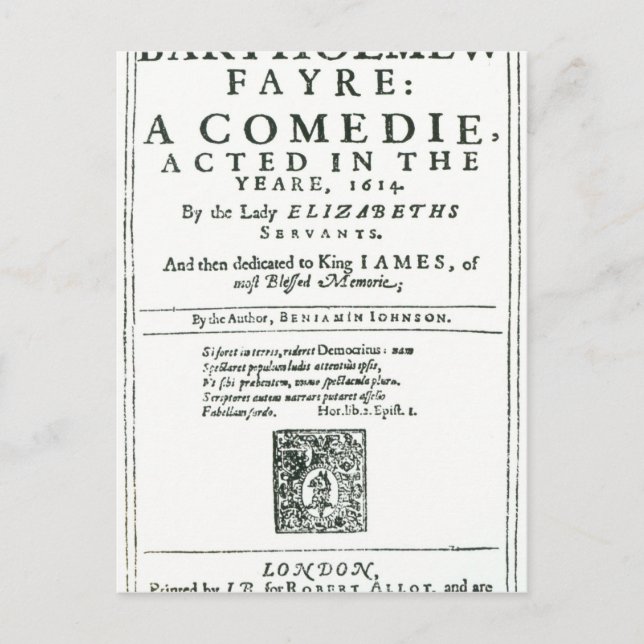 Frontispiece to 'Bartholomew Fair' Postcard (Front)
