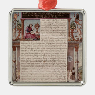 Frontispiece to Book I showing a page of text Metal Tree Decoration