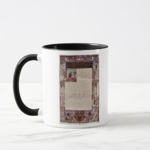 Frontispiece to Book I showing a page of text Mug