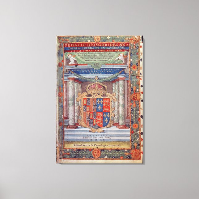 Frontispiece to Dioscorides Canvas Print (Front)