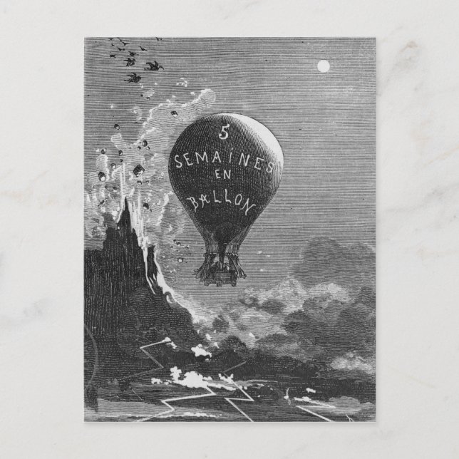 Frontispiece to 'Five Weeks in a Balloon' Postcard (Front)