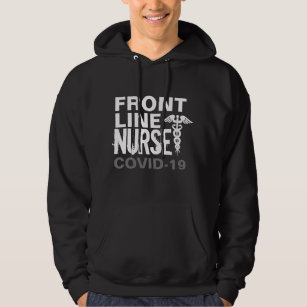 Frontline Nurse Covid 19 Medical Caduceus Black Hoodie