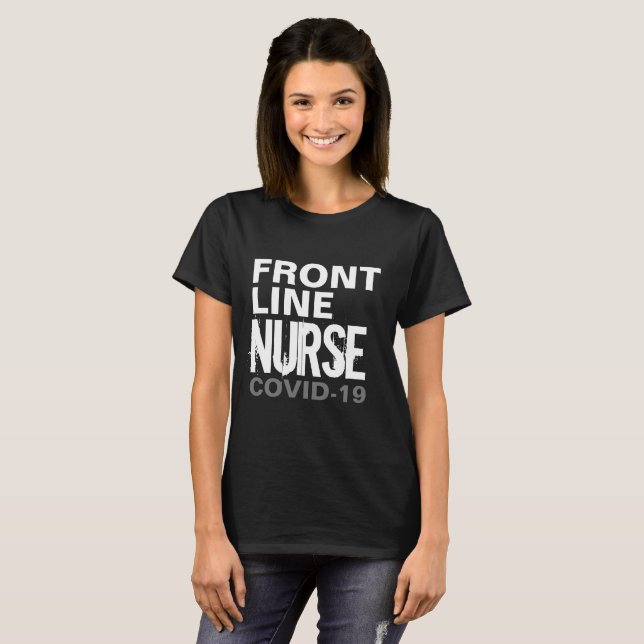 Frontline Nurse Essential Worker Covid 19 Black T-Shirt (Front Full)