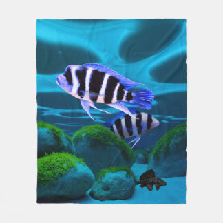 Frontosa Cichlid Plecostomus Aquarium Fish Fleece Blanket