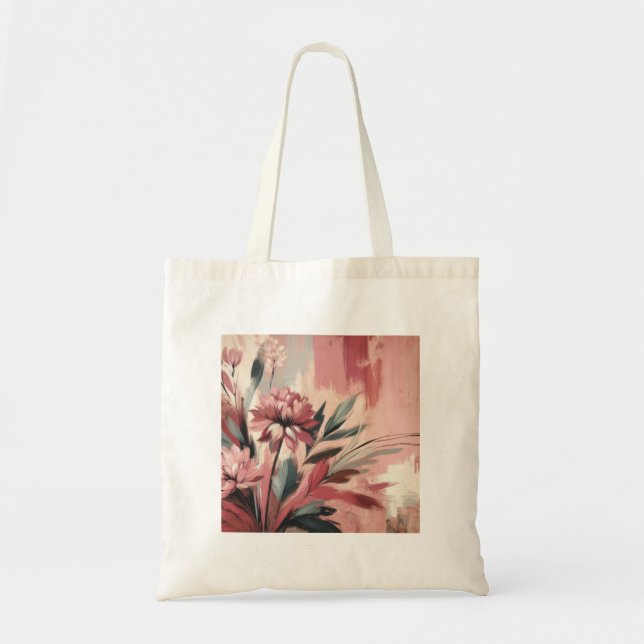 Froral colourful shopping tote bag (Front)