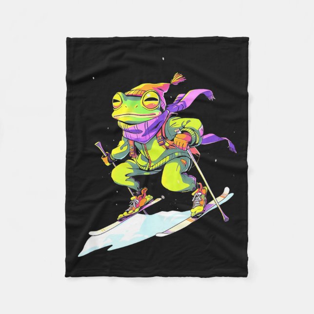 Frosch skiing skier ski winter snow  fleece blanket (Front)