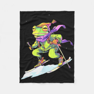 Frosch Skiing Skier Ski Winter Snow Fleece Blanket