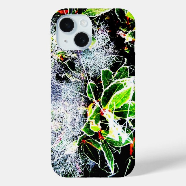 frost covered holly with cobwebs Case-Mate iPhone case (Back)