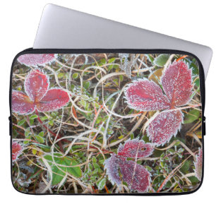 Frost covered leaves, Canada Laptop Sleeve
