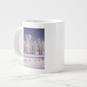 Frost Covered Trees and Fence, Colorado Large Coffee Mug