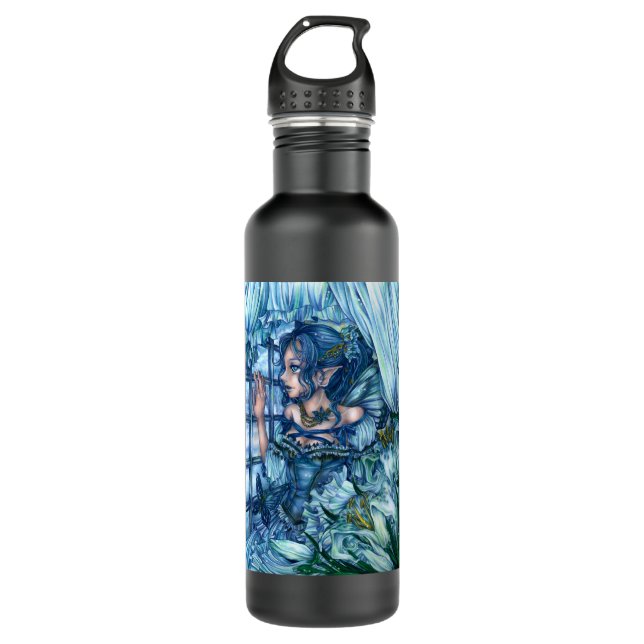 Frost Fairy Girl's View of a Sapphire Winter 710 Ml Water Bottle (Front)