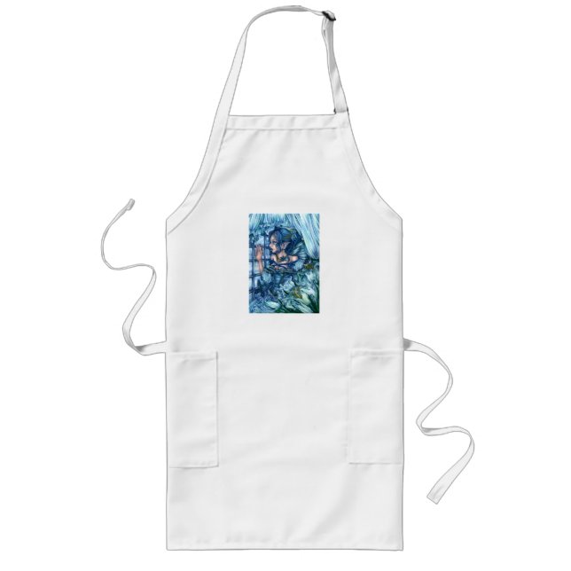 Frost Fairy Girl's View of a Sapphire Winter Long Apron (Front)