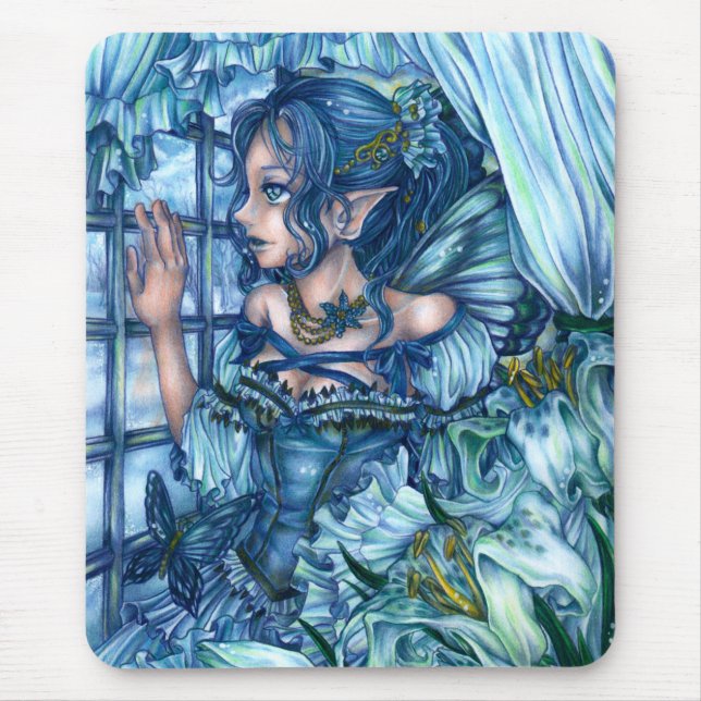 Frost Fairy Girl's View of a Sapphire Winter Mouse Pad (Front)