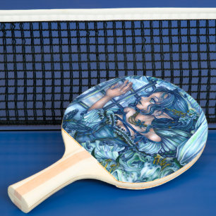 Frost Fairy Girl's View of a Sapphire Winter Ping Pong Paddle