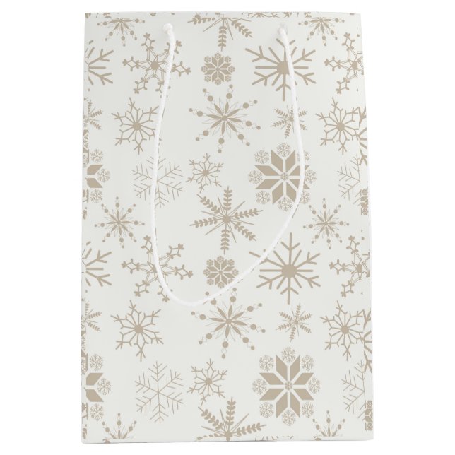 Frost & Flourish Snowflakes – Linen Medium Gift Bag (Front)
