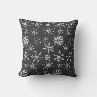 Frost & Flourish Snowflakes – Midnight Cushion