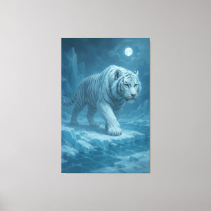 Frost King White Tiger – Majestic Icy Guardian Wal Canvas Print