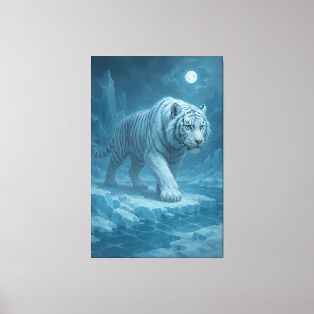 Frost King White Tiger – Majestic Icy Guardian Wal Canvas Print (Front)