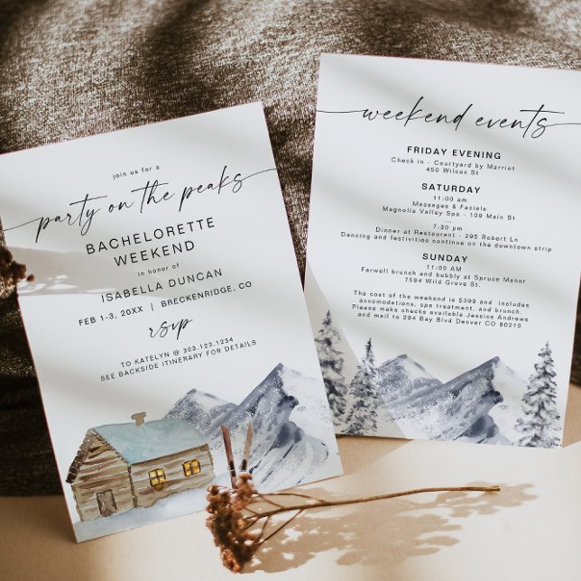 FROST Mountain Ski Cabin Bachelorette Itinerary Invitation (Creator Uploaded)
