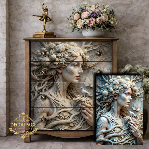 Frost Nymph Ethereal Winter Goddess Decoupage Tissue Paper