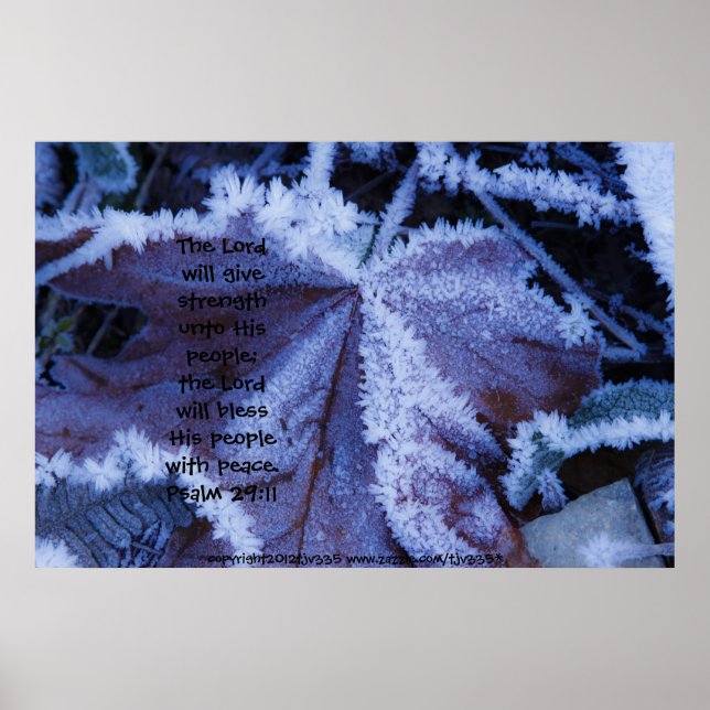 Frost on Leaf 2 Print w/Scripture Verse (Front)