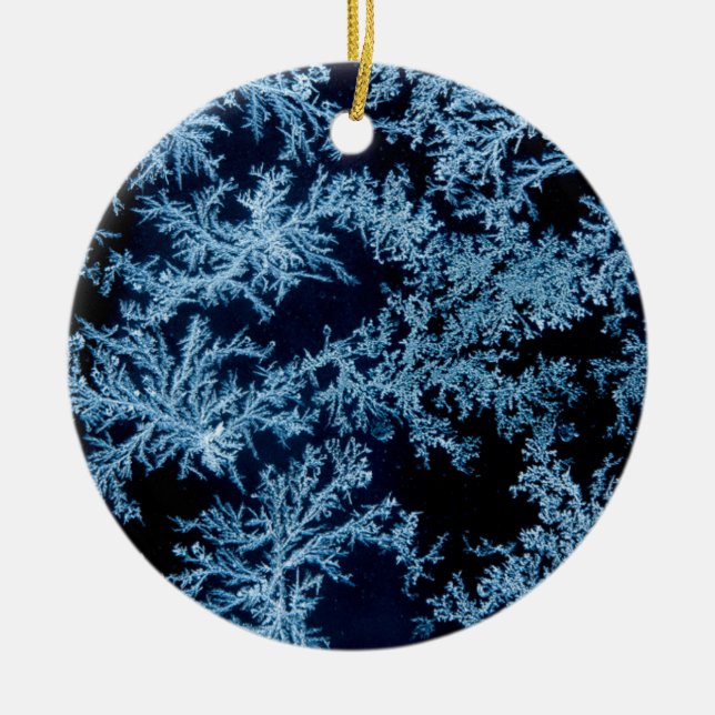 Frost patterns close-up, California Ceramic Tree Decoration (Front)