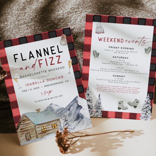 FROST Red Flannel & Fizz Winter Bachelorette Invit Invitation (Creator Uploaded)