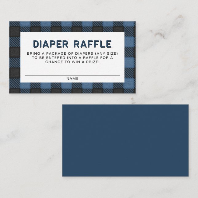 FROST Rustic Blue Flannel Diaper Raffle Card (Front/Back)